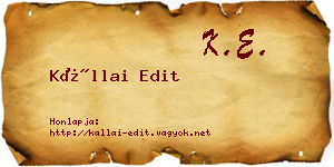 Kállai Edit névjegykártya